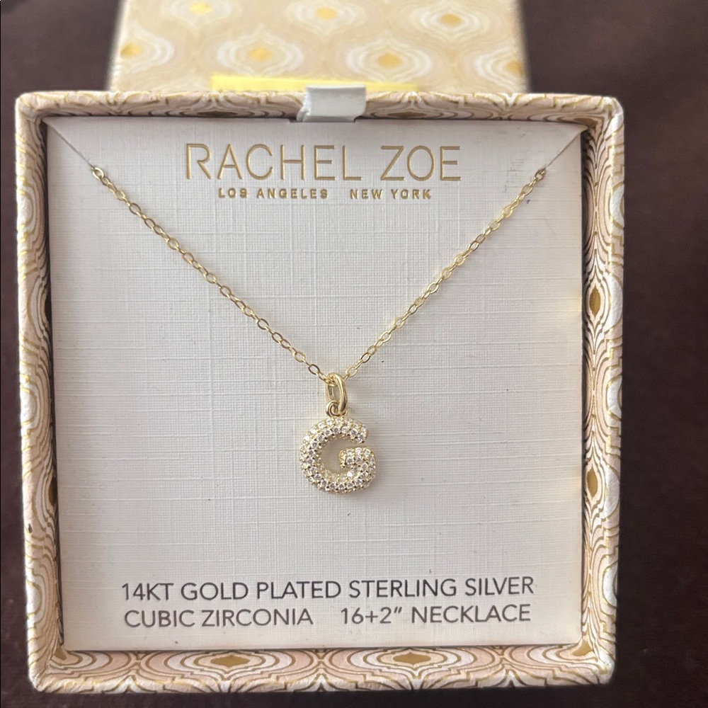 Rachel Zoe 14KT Gold plated Sterling Silver Initial Necklace. New